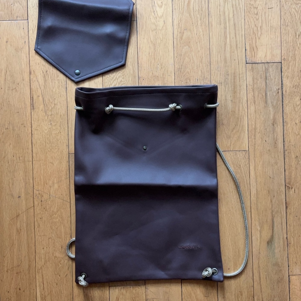 Black Vegan Leather Drawstring Backpack - image 5